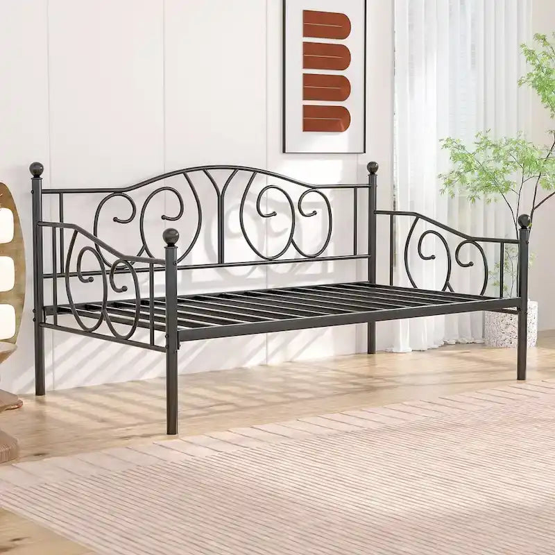 Javlergo Twin Metal Daybed Frame with Slats, Classic Mattress Foundation, No Box Spring Needed
