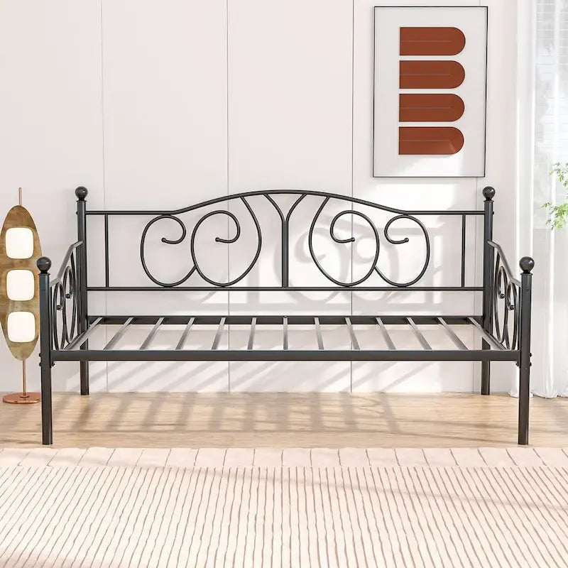 Javlergo Twin Metal Daybed Frame with Slats, Classic Mattress Foundation, No Box Spring Needed