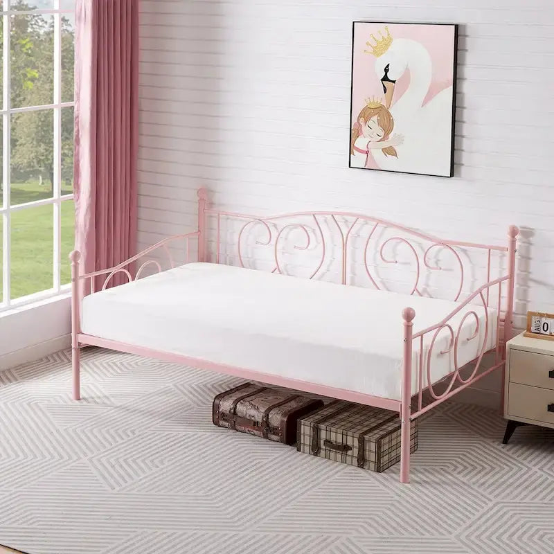 Javlergo Twin Metal Daybed Frame with Slats, Classic Mattress Foundation, No Box Spring Needed