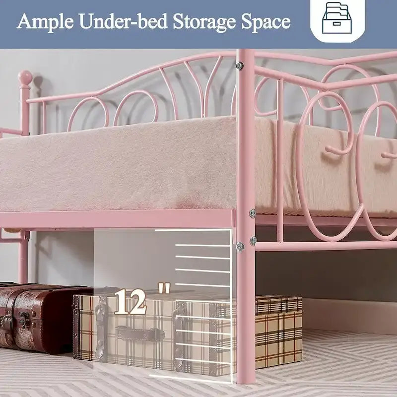Javlergo Twin Metal Daybed Frame with Slats, Classic Mattress Foundation, No Box Spring Needed