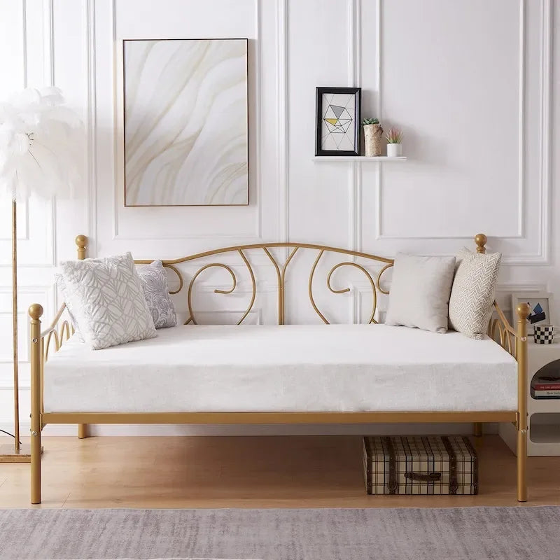 Javlergo Twin Metal Daybed Frame with Slats, Classic Mattress Foundation, No Box Spring Needed