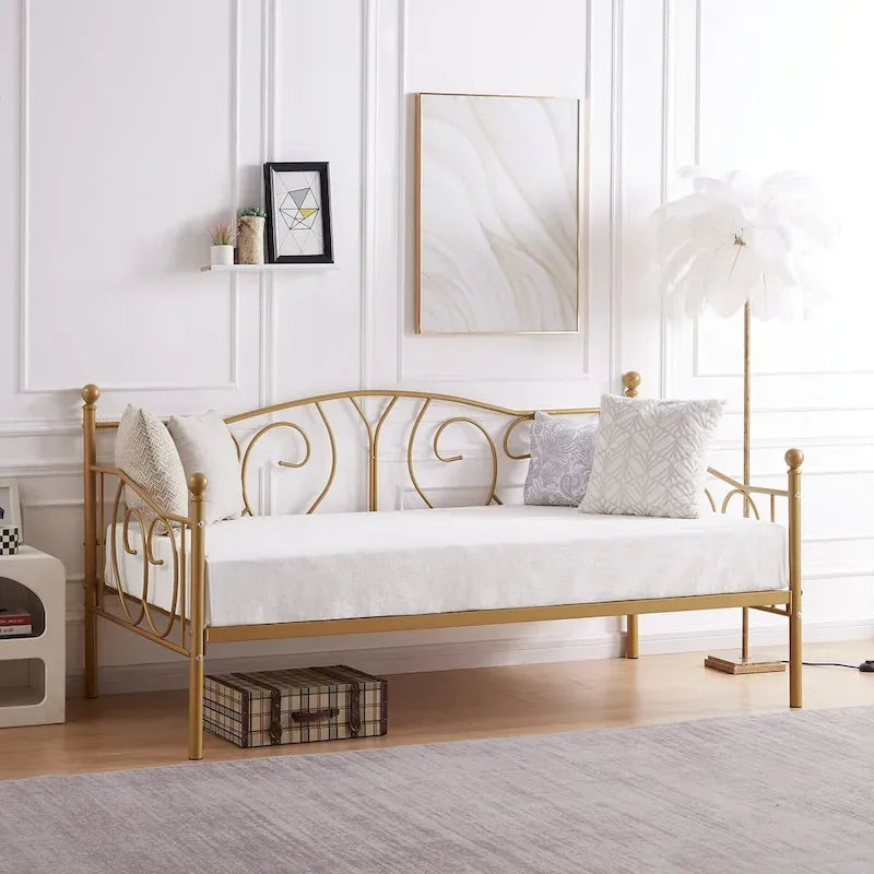 Javlergo Twin Metal Daybed Frame with Slats, Classic Mattress Foundation, No Box Spring Needed