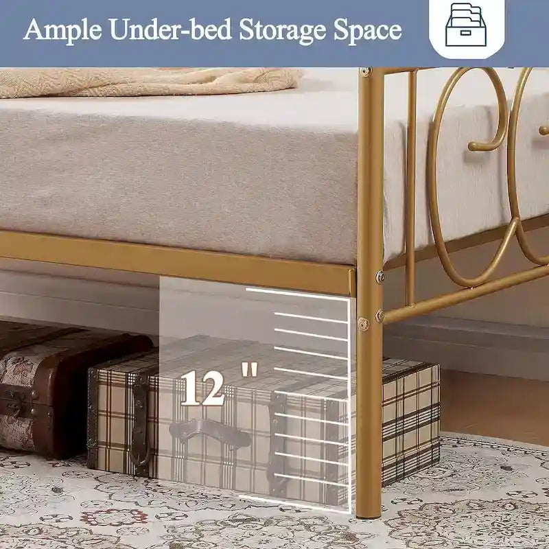 Javlergo Twin Metal Daybed Frame with Slats, Classic Mattress Foundation, No Box Spring Needed
