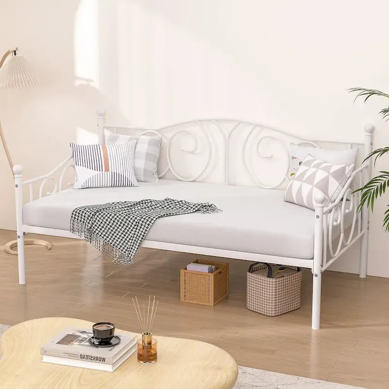 Javlergo Twin Metal Daybed Frame with Slats, Classic Mattress Foundation, No Box Spring Needed