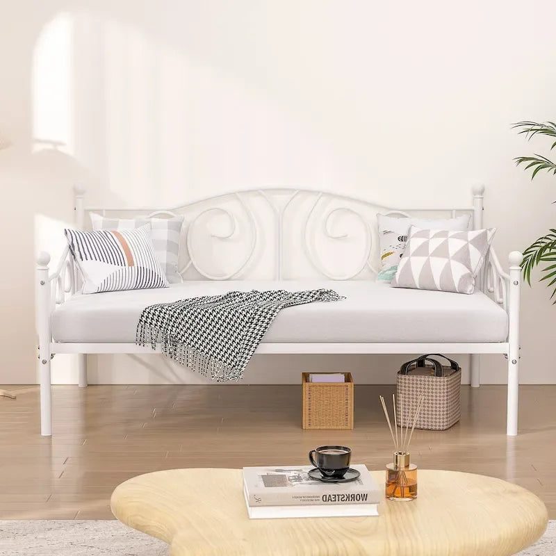 Javlergo Twin Metal Daybed Frame with Slats, Classic Mattress Foundation, No Box Spring Needed