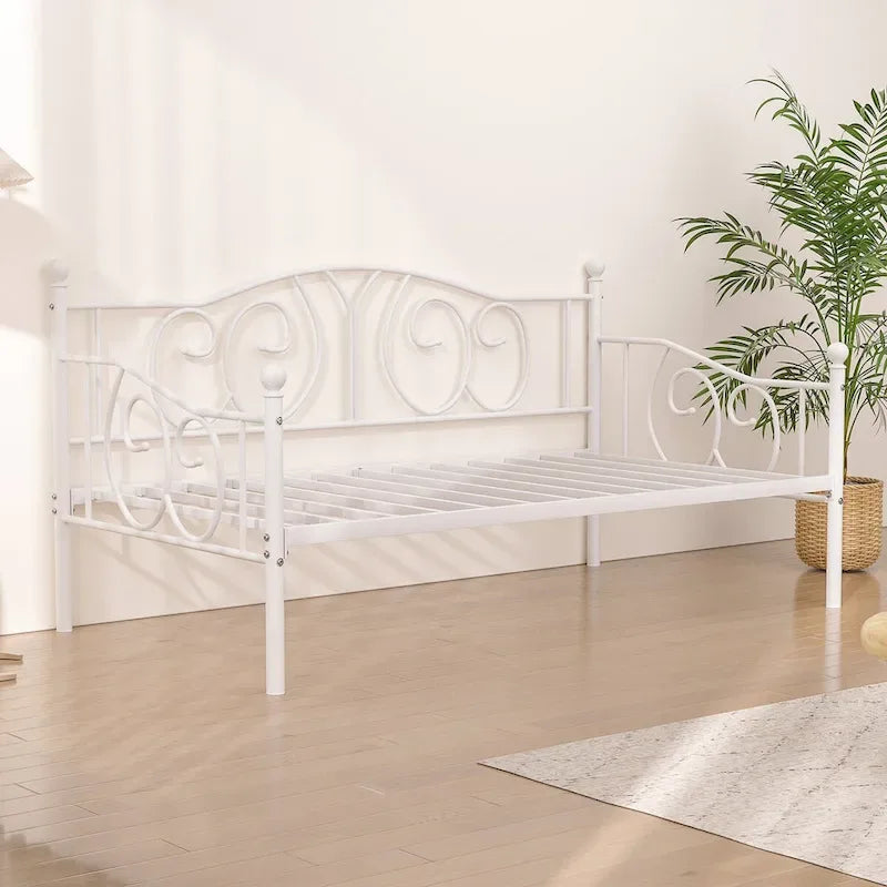 Javlergo Twin Metal Daybed Frame with Slats, Classic Mattress Foundation, No Box Spring Needed
