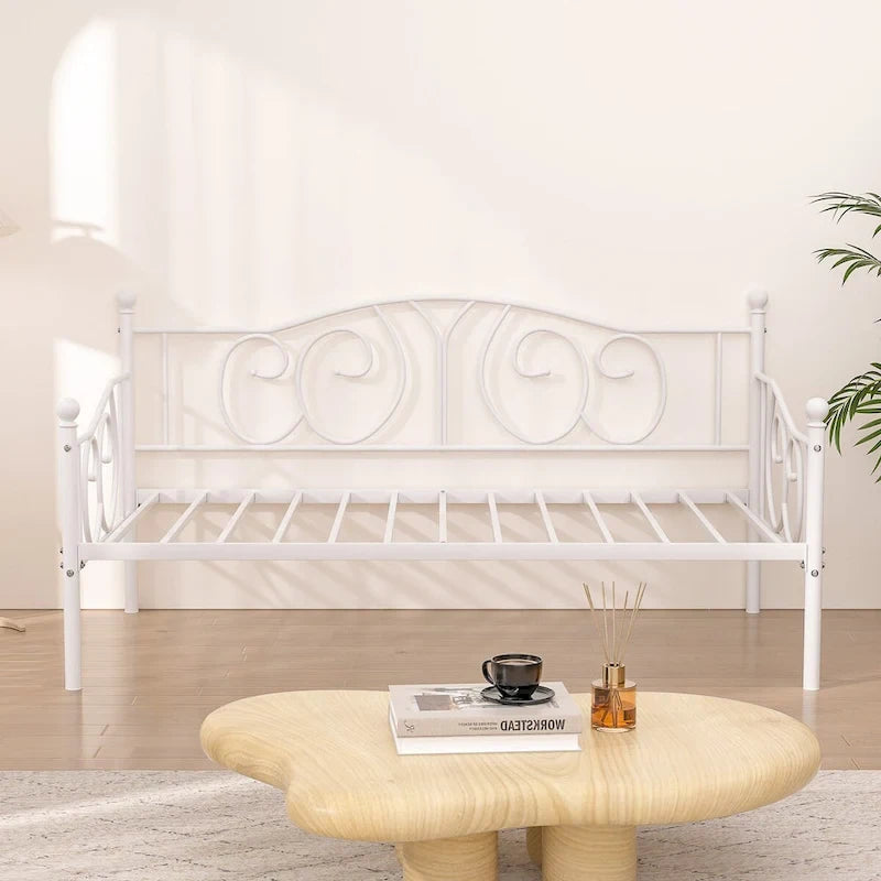 Javlergo Twin Metal Daybed Frame with Slats, Classic Mattress Foundation, No Box Spring Needed