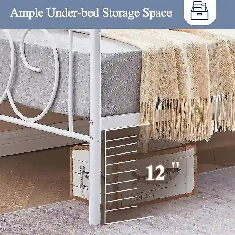 Javlergo Twin Metal Daybed Frame with Slats, Classic Mattress Foundation, No Box Spring Needed