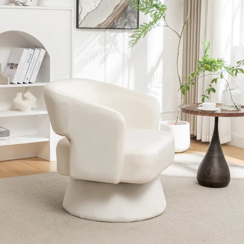 Velvet Swivel Barrel Chair