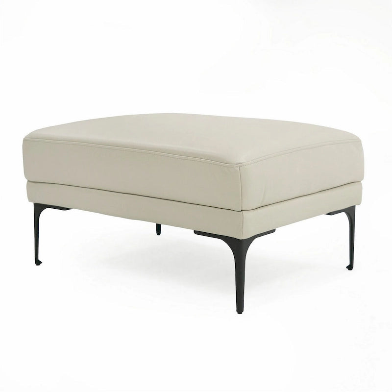 Salk 30 Inch Ottoman, Rectangular Cushioned Seat, Light Gray Upholstery
