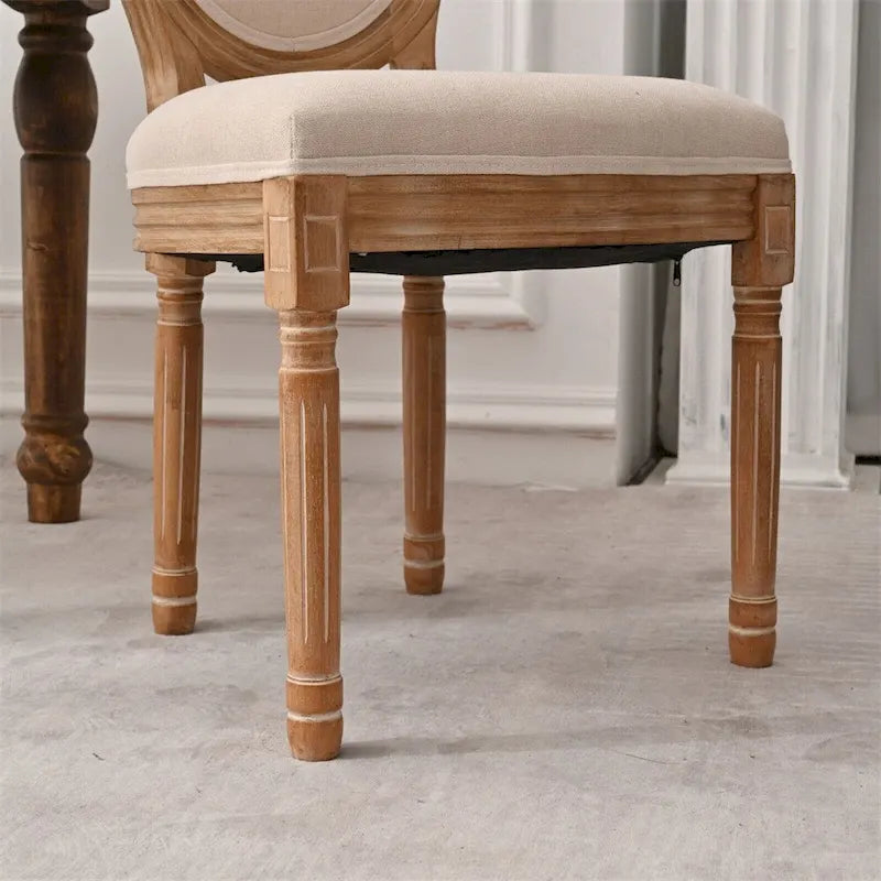 French Country Dining Chairs with Round Back Set of 2,Solid Wood Legs