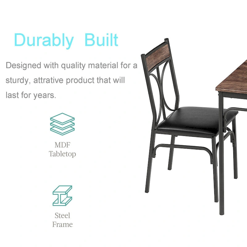 Javlergo 3-Piece Dining Table Set, Kitchen Wood Square Table and Chairs for 2, Rustic Brown