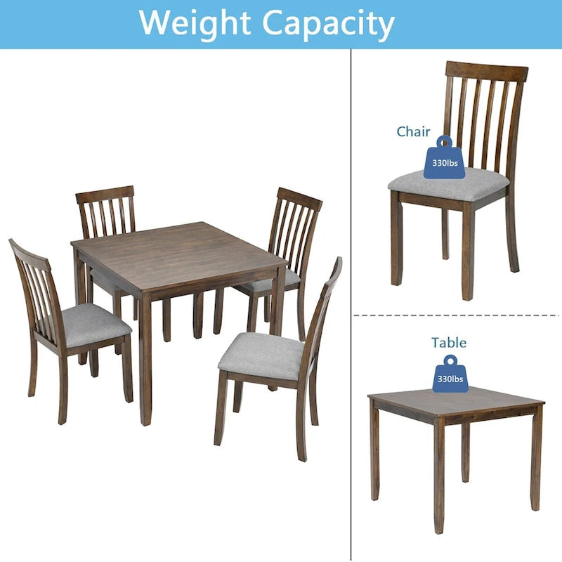 Wooden Dining Rectangular Table set for 4,Kitchen Dining Table for Small Space,Walnut