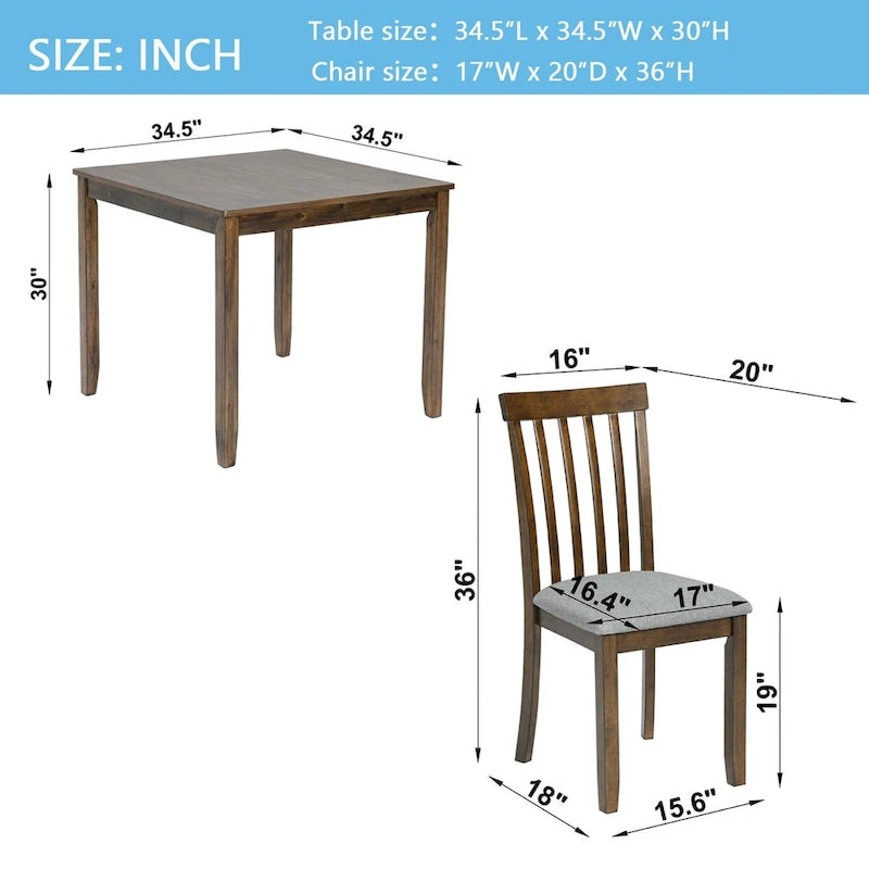 Wooden Dining Rectangular Table set for 4,Kitchen Dining Table for Small Space,Walnut