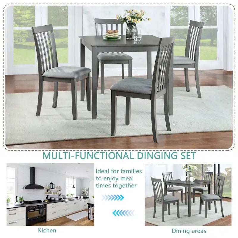Wooden Dining Rectangular Table set for 4,Kitchen Dining Table for Small Space,Walnut