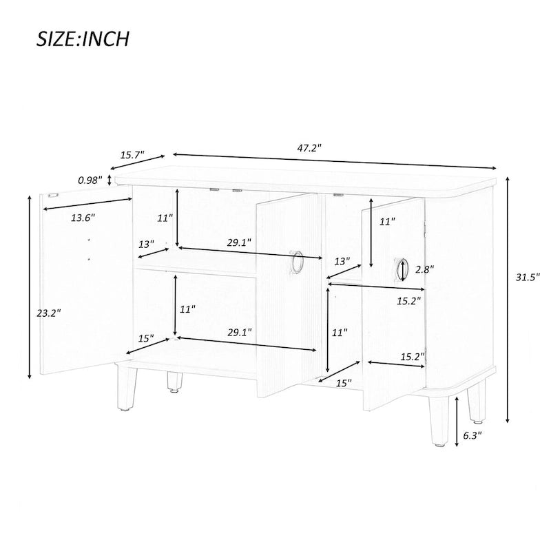 Simple Cabinet with Three Doors,Adjustable