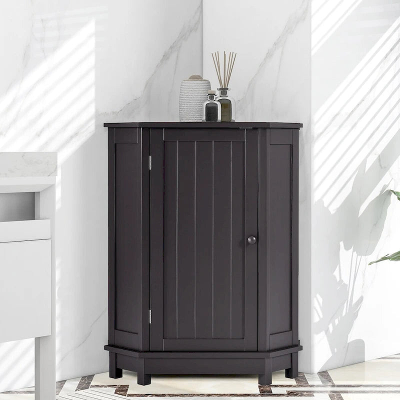 Bathroom Cabinet Triangle Corner Storage Cabinet with Shelf Modern Style - 17.5 L x 17.5 W x 31.4 H