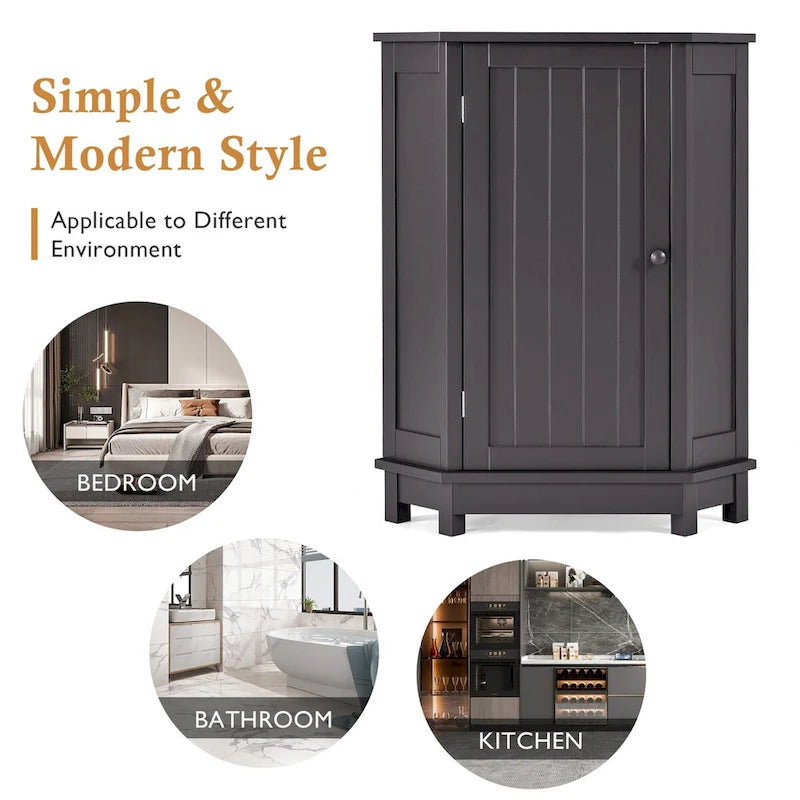 Bathroom Cabinet Triangle Corner Storage Cabinet with Shelf Modern Style - 17.5 L x 17.5 W x 31.4 H