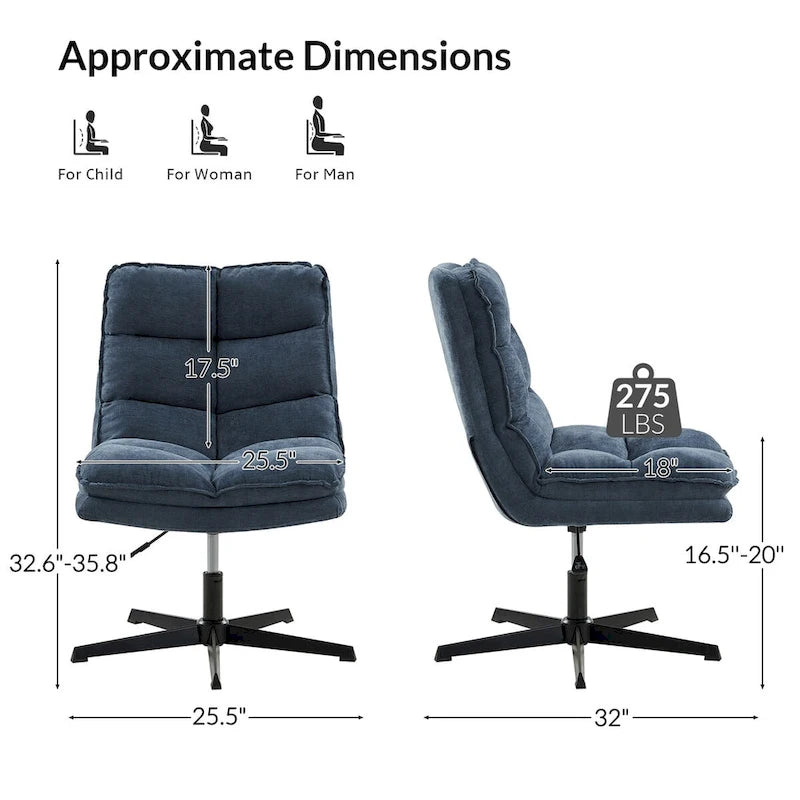 Joaquin Modern Armless 0ffice Chair Tufted 360Swivel With Upholstered by HULALA HOME