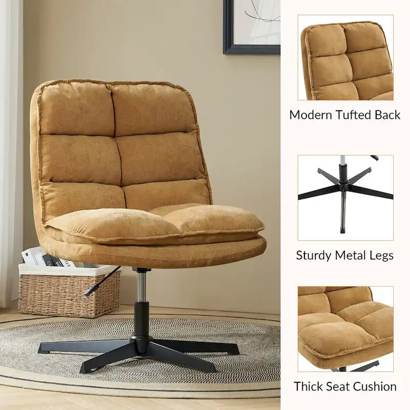 Joaquin Modern Armless 0ffice Chair Tufted 360Swivel With Upholstered by HULALA HOME