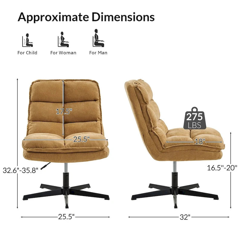Joaquin Modern Armless 0ffice Chair Tufted 360Swivel With Upholstered by HULALA HOME