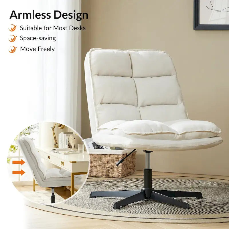 Joaquin Modern Armless 0ffice Chair Tufted 360Swivel With Upholstered by HULALA HOME