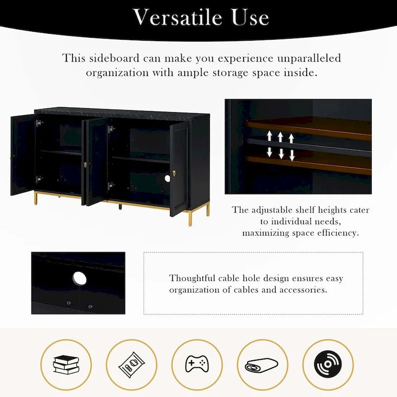 Modern Sideboard with Metal Handles for Living Room