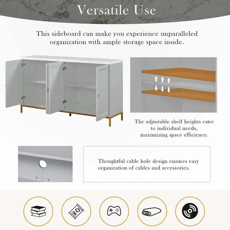 Modern Sideboard with Metal Handles for Living Room
