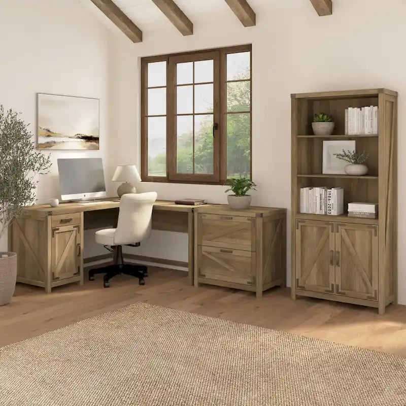 Knoxville 60W L Shaped Desk with Storage Cabinet by Bush Furniture