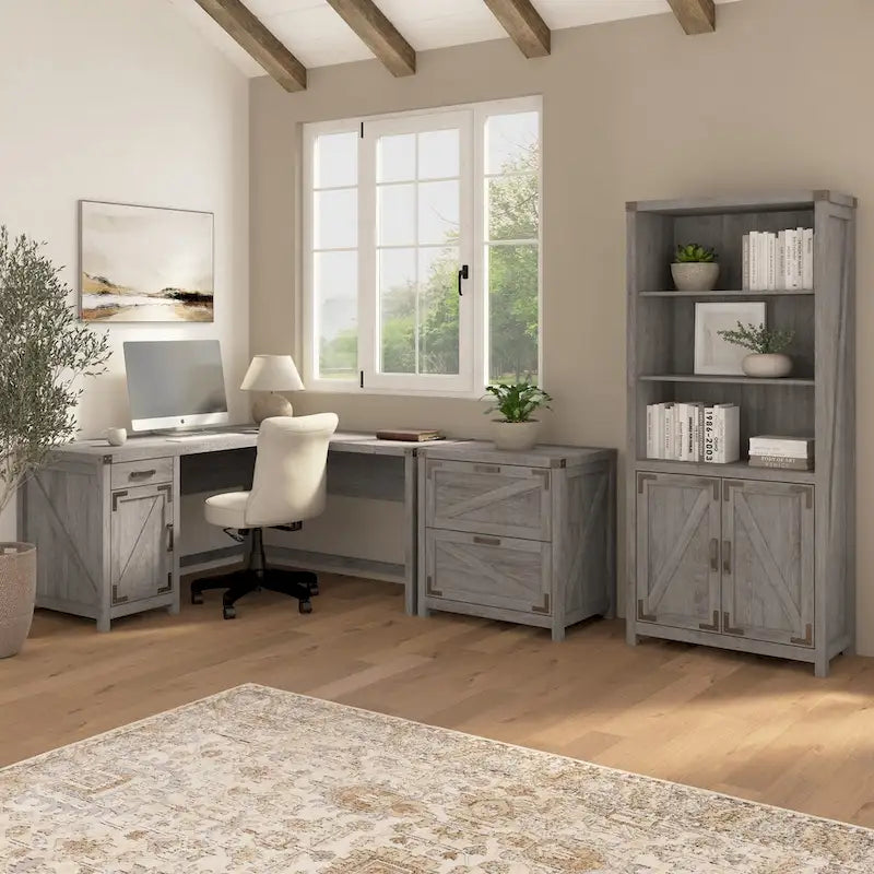 Knoxville 60W L Shaped Desk with Storage Cabinet by Bush Furniture